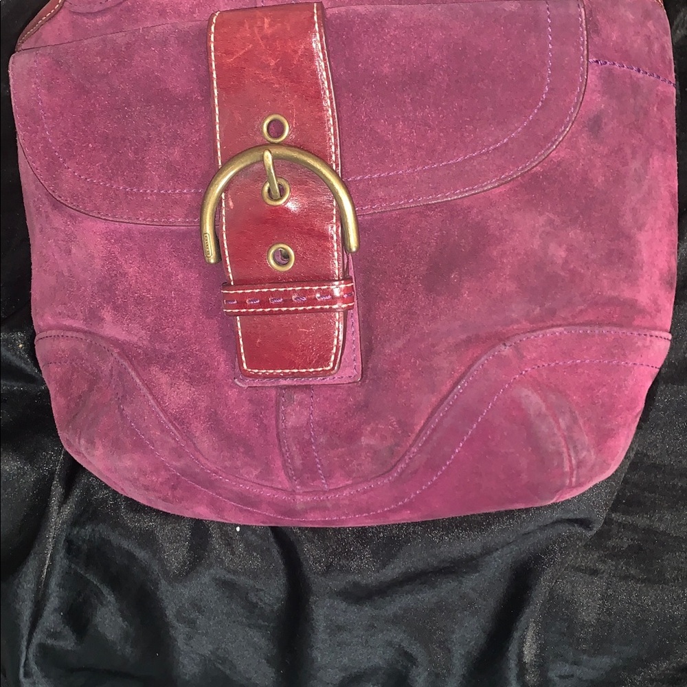 Vintage Purple Suede Leather Coach Bag - Picture 8 of 8